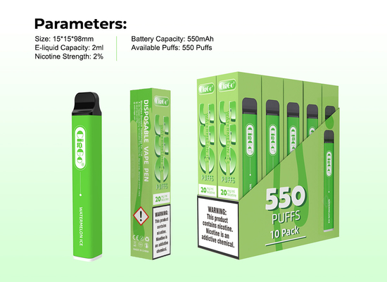Bulk Disposable Pod Vape TPD Standard E Cigarette Vaper 600 Puffs With 2ml Capacity