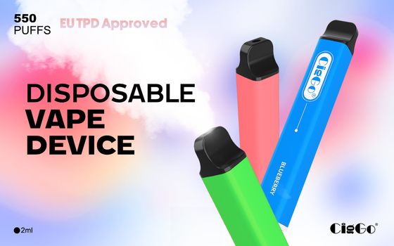 550 Puffs Disposable Vape Pod 2% Nicotine Compact Light Portable TPD Approved