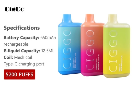 650mAh Disposable Pod Device Rechargeable Ciggo Opod Box 5200 Puffs