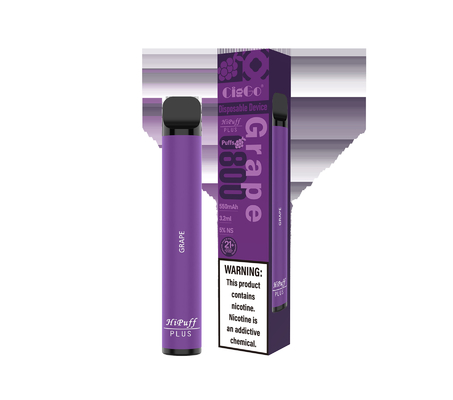 Hipuff Plus 800 Puffs Healthy E Cig 550mAh 3.2ml Pre Filled Pod