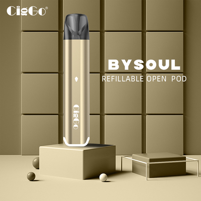 E Cigarette Reusable Vape Pod System Ciggo Bysoul Pod Vaporizer Coffee Color