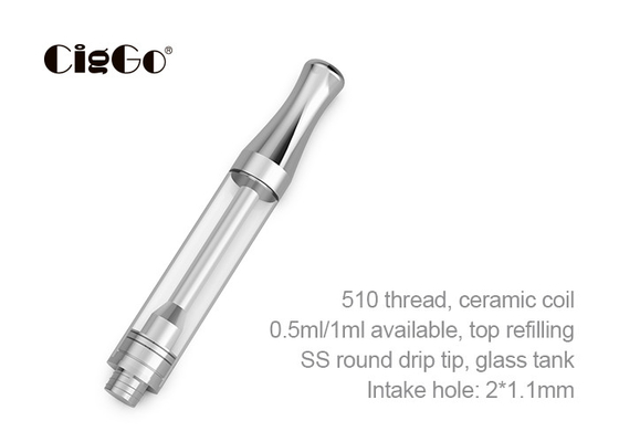 SS THC Oil Vape Cartridge 0.5ml 1.0ml 1.2mm Hole Electronic Cigarette Tanks