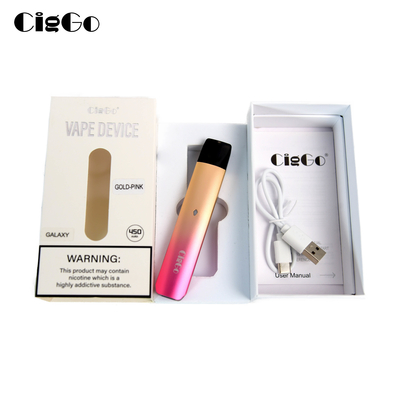 Aluminium Pod System Starter Kit Rechargeable Vape Pen 450Mah Battery