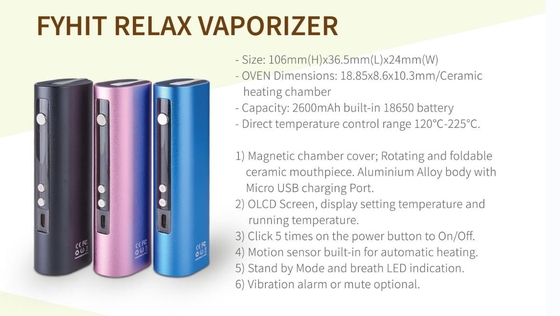 Aluminium Alloy 2600Mah Dry Herbal Vaporizer Device Flower Vaporizer