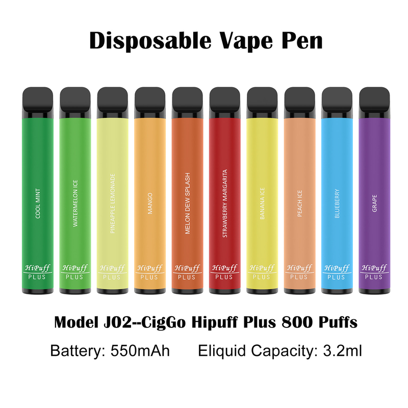 Hipuff Plus 800 Puffs Healthy E Cig 550mAh 3.2ml Pre Filled Pod