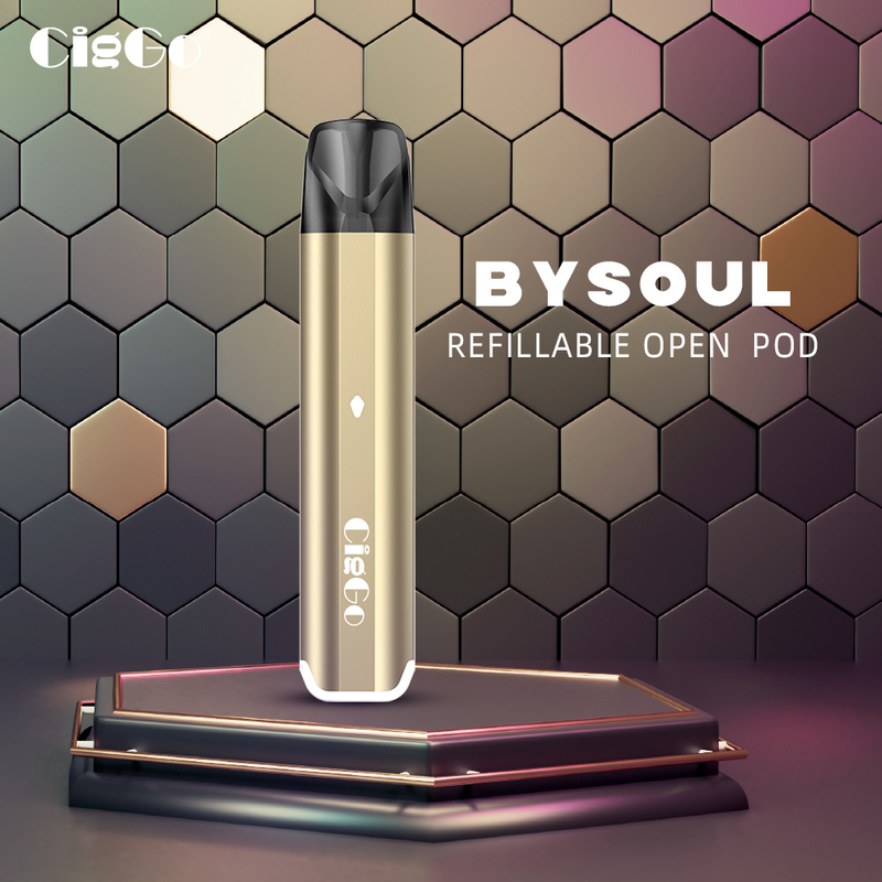 E Cigarette Reusable Vape Pod System Ciggo Bysoul Pod Vaporizer Coffee Color
